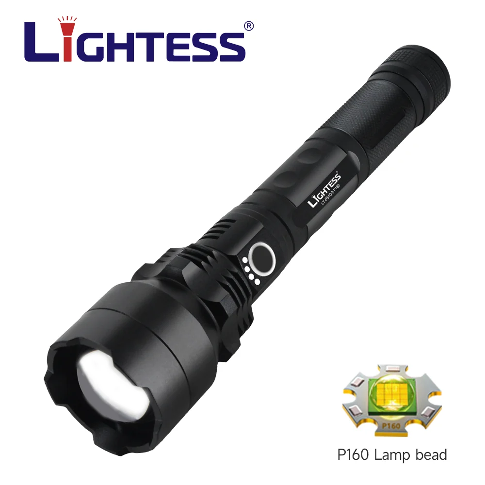 XHP160FlashlightHighPowerLEDRechargeableZoomFlashlightUSB