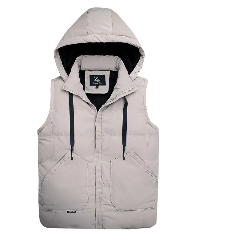 

Жилет мужской облегающий, хлопковый однотонный жилет с накладным лицом, теплая Повседневная безрукавка с капюшоном