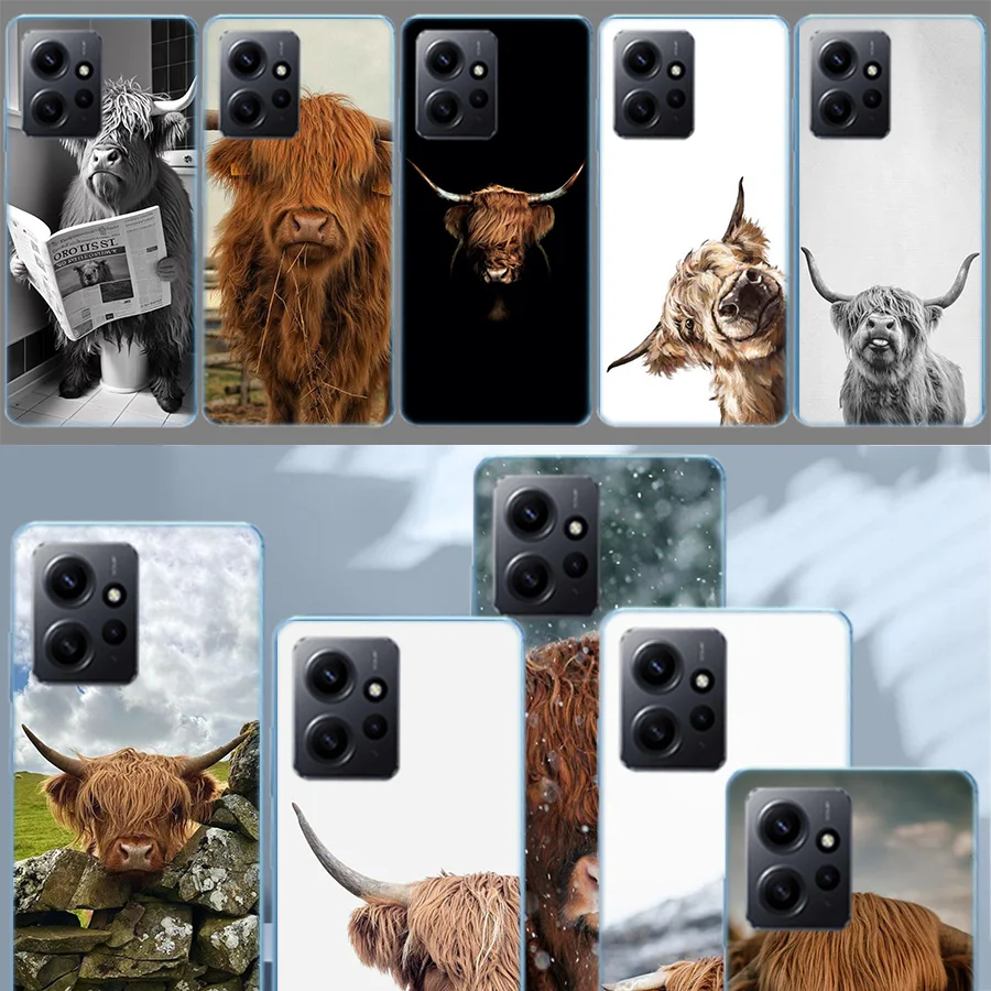 Cute Highland Cow Luxury Phone Per Xiaomi Redmi 12 12C 10 10A 10C 10X 9 9A 9C 9T 8 8A 7 7A 6 6A K60 K40 K30 K20 Pro Cover