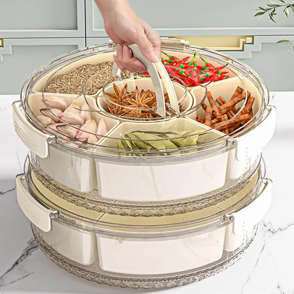 Rotating Fruit Plate Snack Spinner With 6 Compartments Food-Grade Container