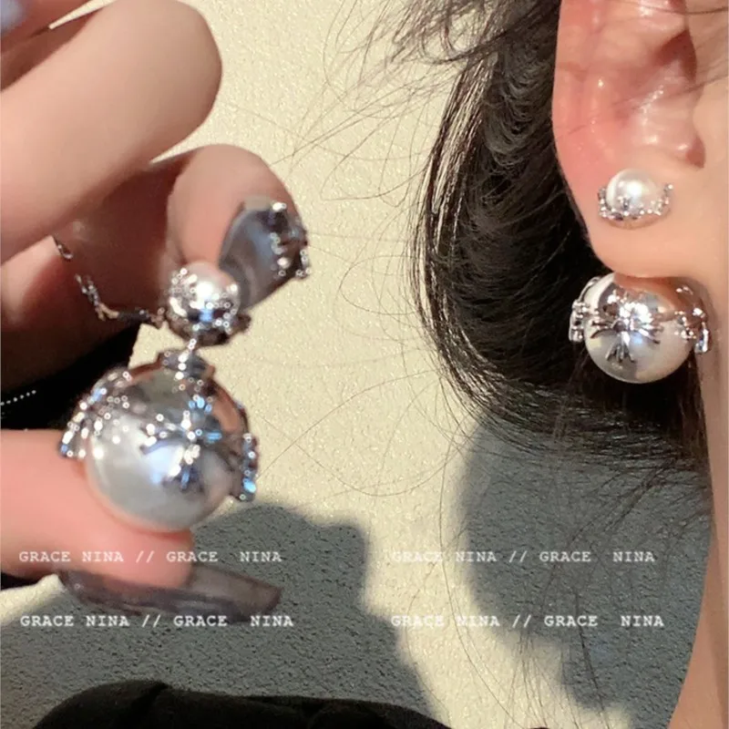 

Light luxury cross pearl earrings niche design sense of high-grade earrings women unique earrings 2023 new explosive