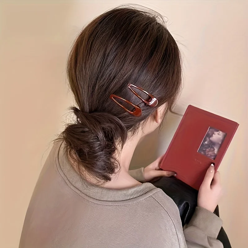 Elegant Burgundy Rectangular Hair Claw Clips - Non-Slip, Durable, Minimalist Hair Accessories (Set of 2)