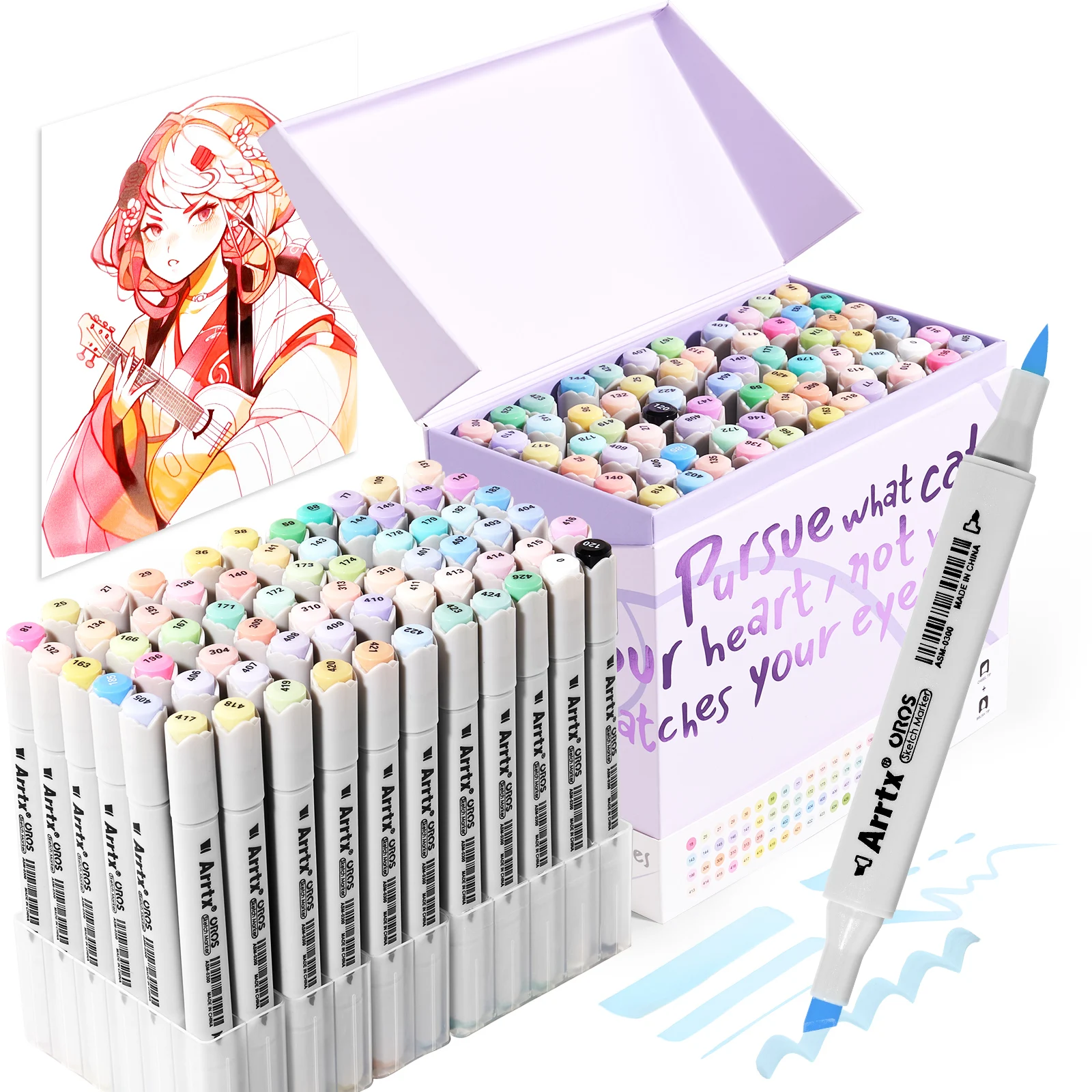 Arrtx OROS 66 Pastel Colors Marker Set Alcohol-based Fresh Colors Stable  and Durable Ink Permanent for Anime Illustration Design