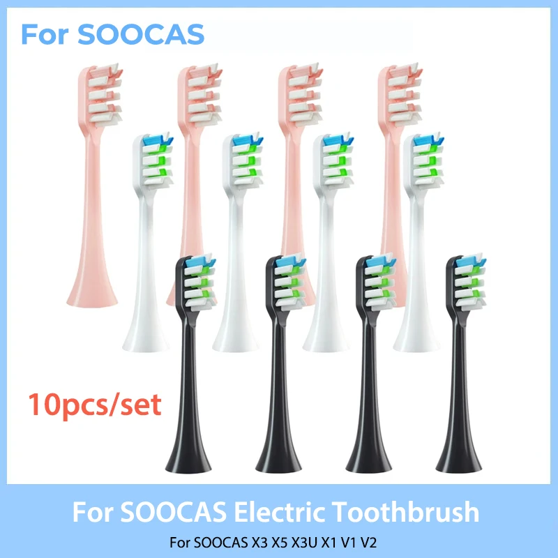 Cabezales de repuesto para cepillo de dientes eléctrico Xiaomi SOOCAS X3 X5 V1 X3U, cerdas suaves, cerdas Dupont selladas empaquetadas, 10 piezas