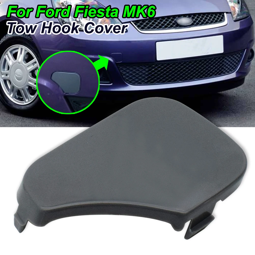 Car bumper cover 1pc Car Front Bumper Tow Hook Cover For Ford Fiesta MK6 2005-2008 Towing Eye Cap Auto Replacement