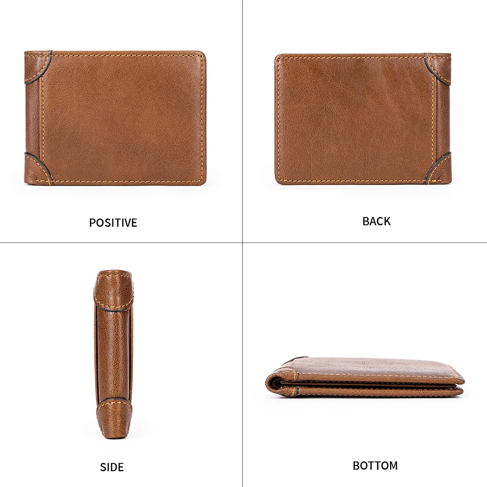 WESTAL RFID Men's Leather Wallet for Card Holders Slim Wallets with Photo Windom ID Purse Short Wallet Clutches Money Bags 5