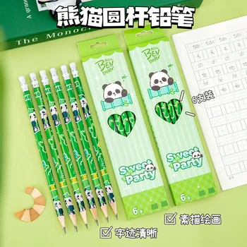 12 pezzi (2 set) Matite di piombo in legno Panda Premi per la scuola primaria Scuola materna per bambini Cancelleria per scrittura Matita HB simpatico cartone animato