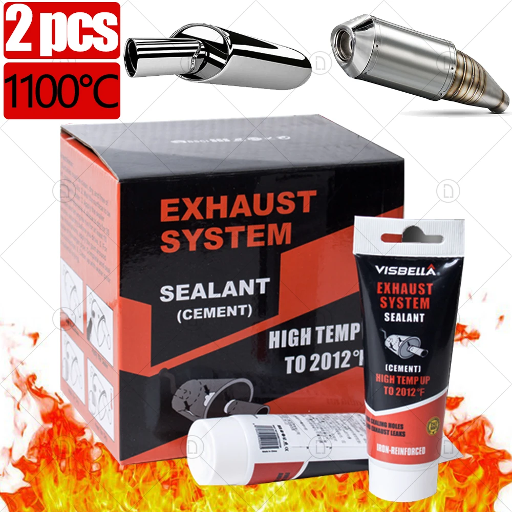 2pcs Car Exhaust Pipe Repair Glue Filler Adhesive Sealants High