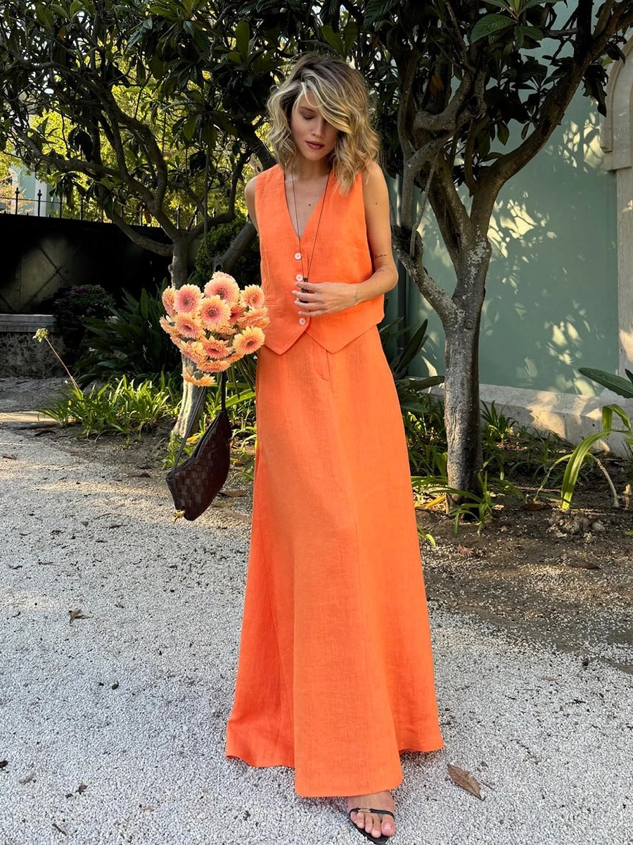 Bronladies Womem's Chic Vest Skirt Suit 2-Piece Set Summer New Female Sleeveless Top Fashionable Office Ladies Loose Outfits