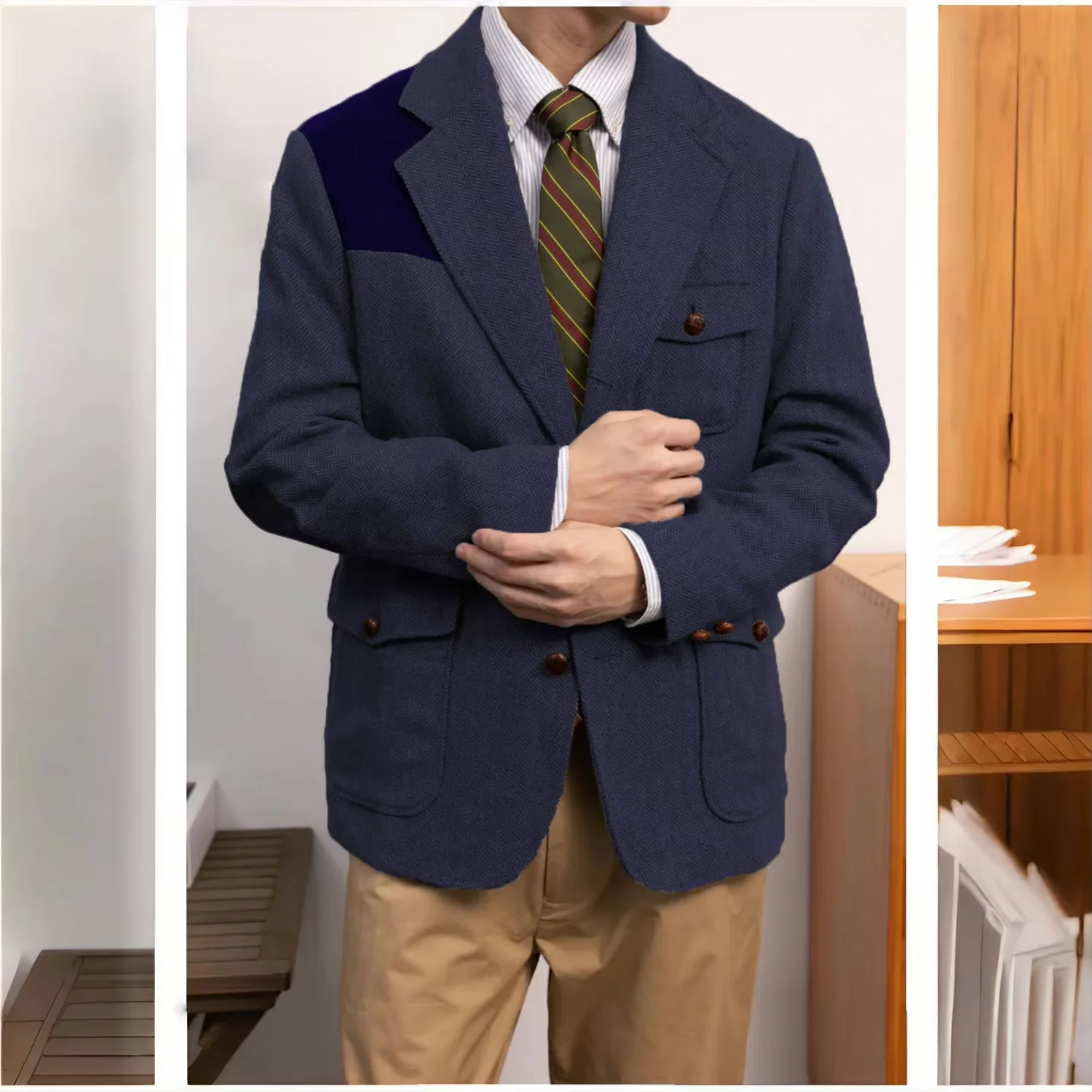 Chaqueta Blazer Casual Para Hombre – Tweed, Lino, Traje De Negocios Smart Casual – Varios Colores Y Tallas Hasta 5XL – Ideal Para Boda O Evento Formal