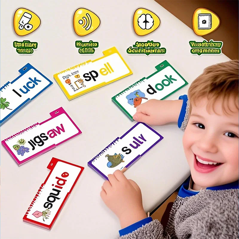 30 Read And Rhyme Flips Book Word Families Letter Sounds Flash Cards Educational Vocabulary Learning Reading for Kindergarten