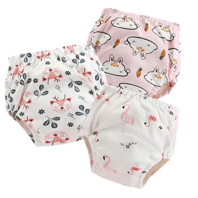 4pc/Lot Cotton Training Pants Panties Waterproof Cloth Diapers Reusable Toolder Nappies Baby Underwear waterproof diapers baby training pants cloth diapers