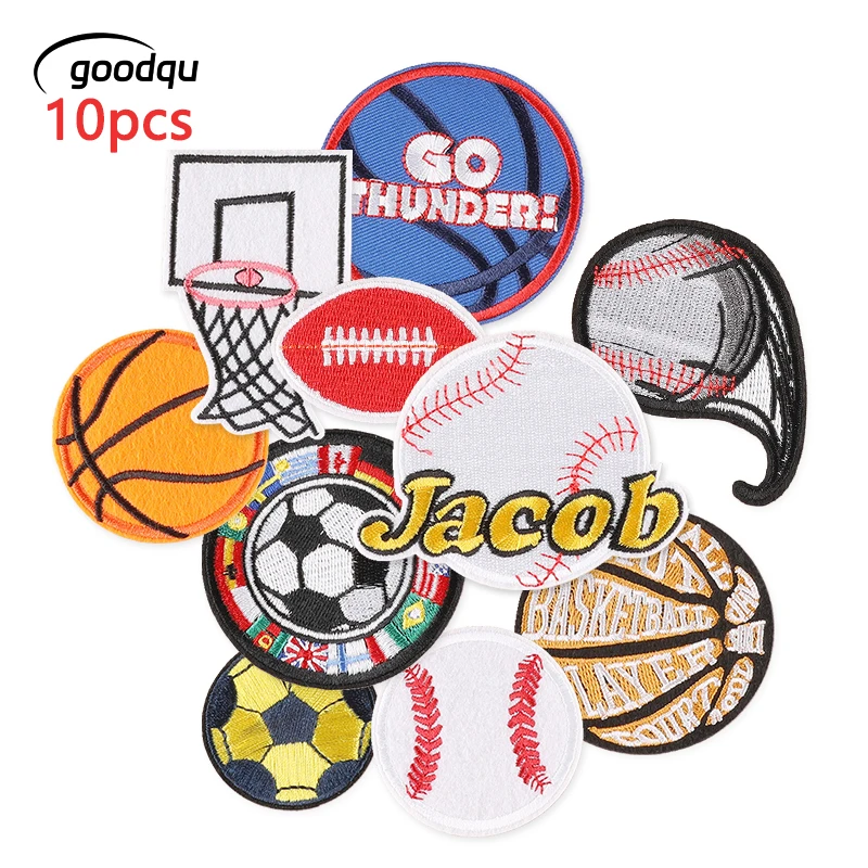 10-teiliges Lot mit Kugel-Aufnäher zum Aufbügeln für Kleidung, Kinder, Jeans, Jacke, bestickt, Nähen, großer kleiner Stoff, Rucksack, Thermo-Patches