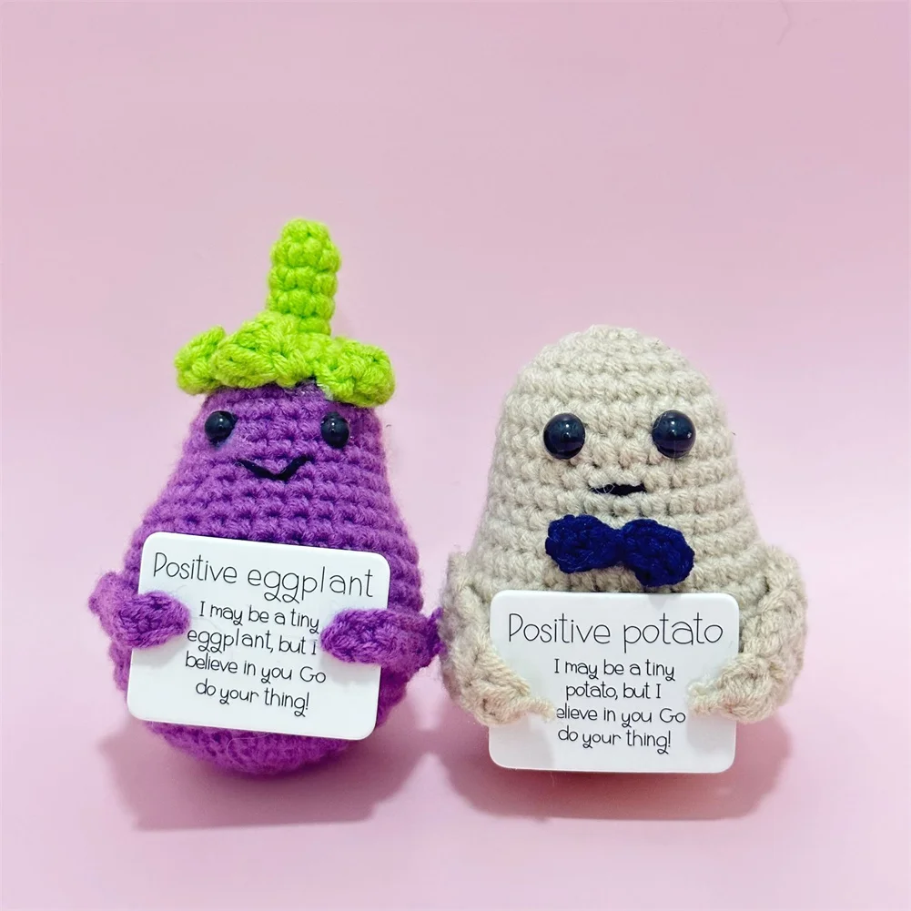 

New Positive Energy Potato Hug Pocket Mini Handmade Plush Wool Knitting Doll With Card Funny Christams Gift Home Room Decoration