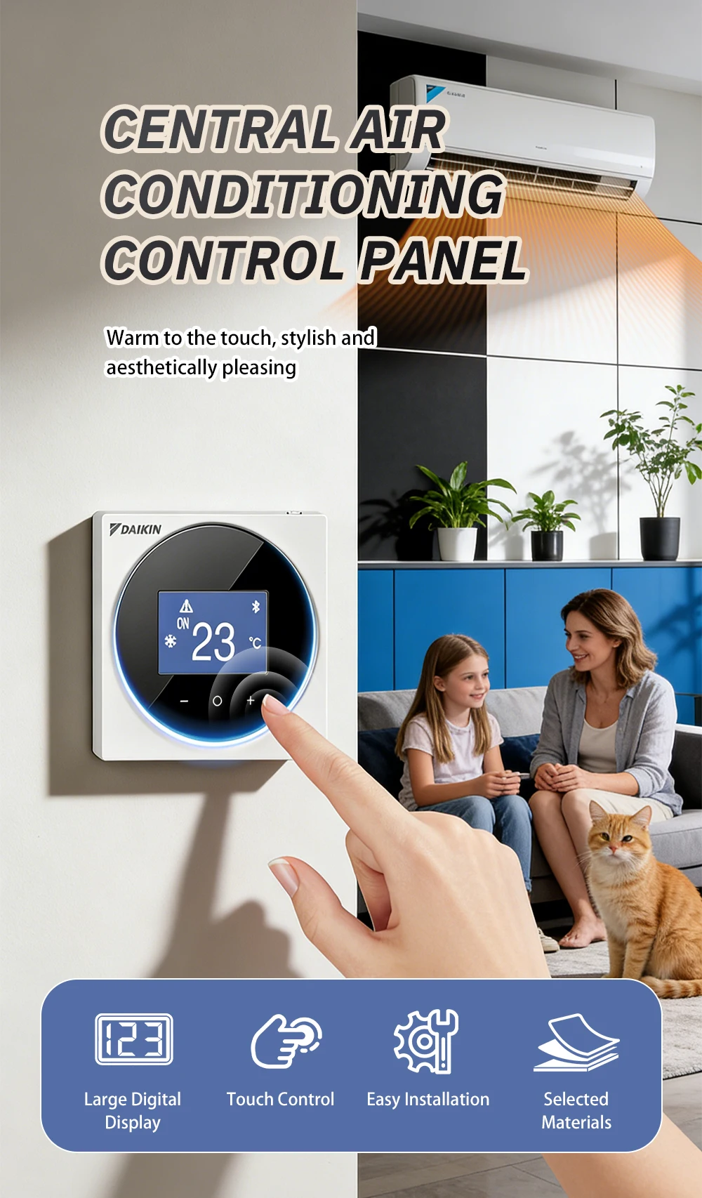 Wired Remote Control Panel Central Air Controller for Daikin Residential VRV Mul