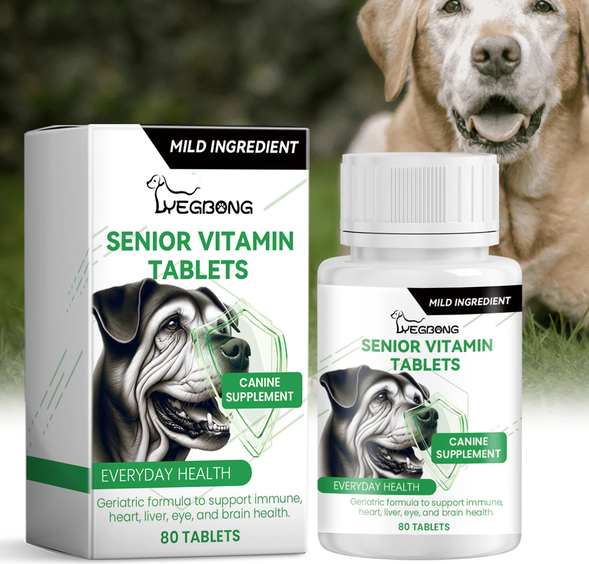 80 Tablets Senior Dog Multivitamins Essential Nutritional Supplement for PET Canine Health and Vitality