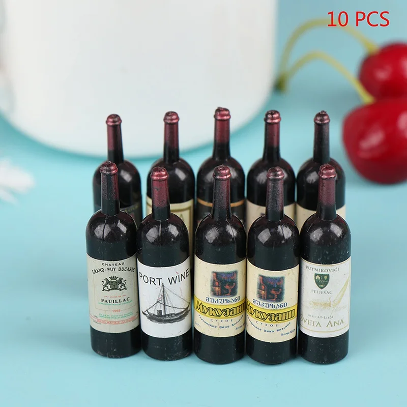 10Pcs Miniature Accessories Mini Wine Bottles Set with Box Simulation Drinks Model Toys for Doll House Decoration 1/12 Dollhouse 3