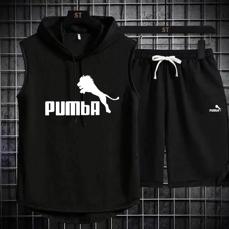 Sports Set Men Summer Two Piece Set Casual T-Shirt and Shorts Fashion Short Sleeve Tracksuit Hooded