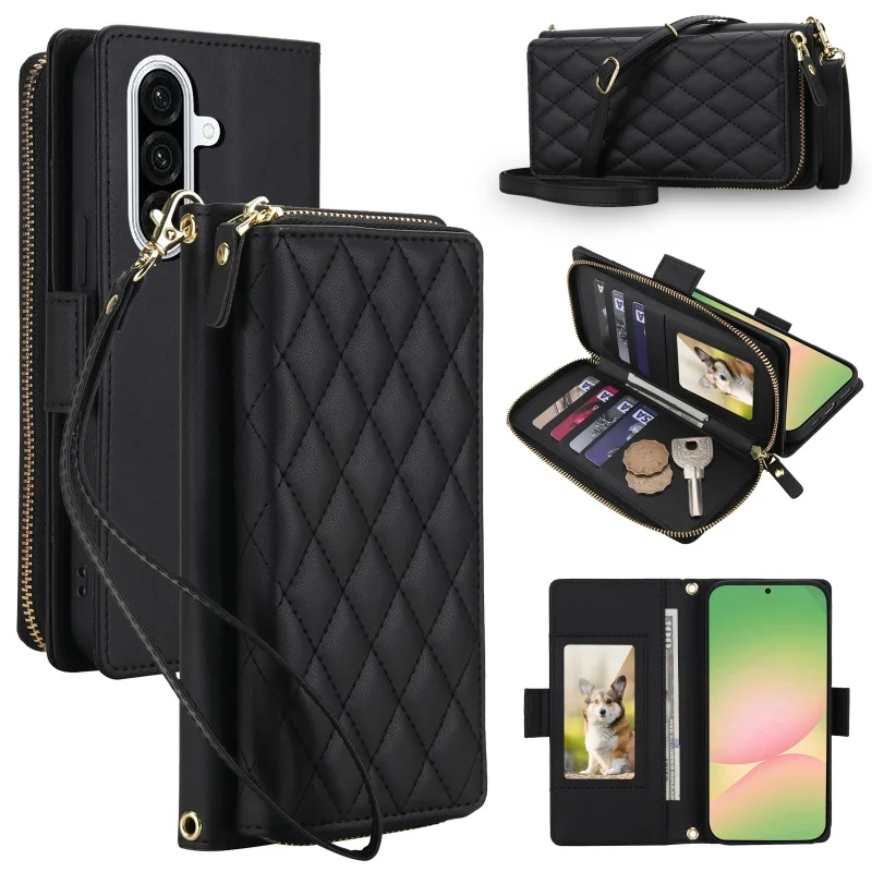 Elegant Crossbody Leather Wallet Phone Case with Cardholder Functionality