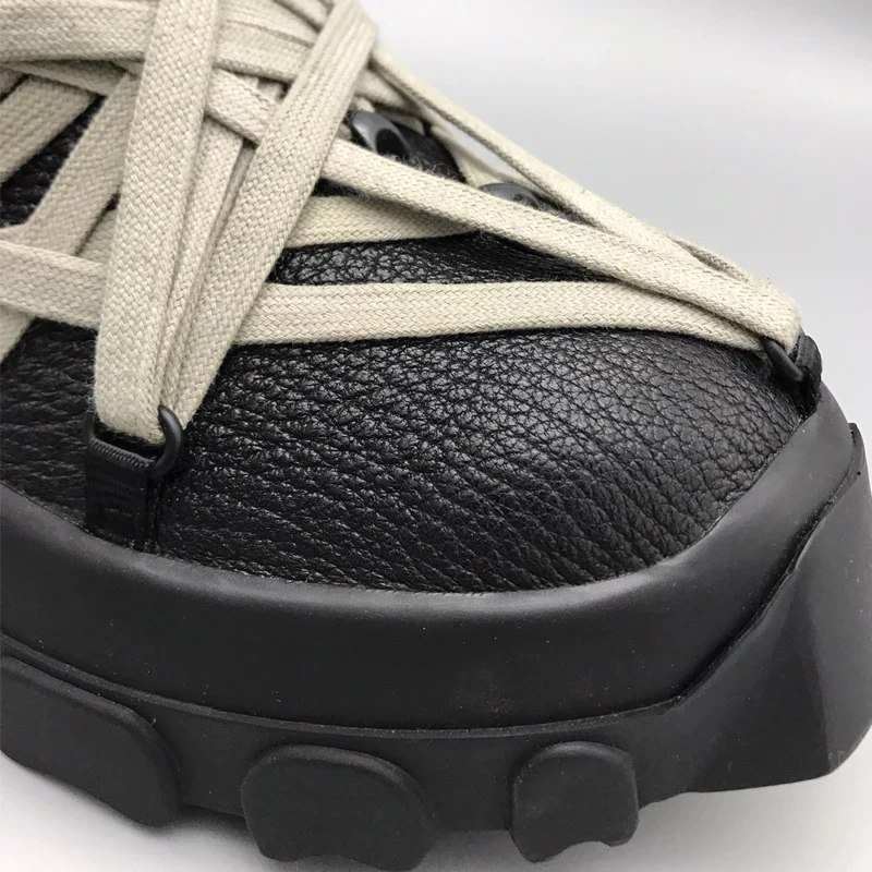 Men Leather Boots Original Women Multiple Laces Boots Hip Hop Male Sneakers Sneaker Streetwear Men's Sport Shoes 5