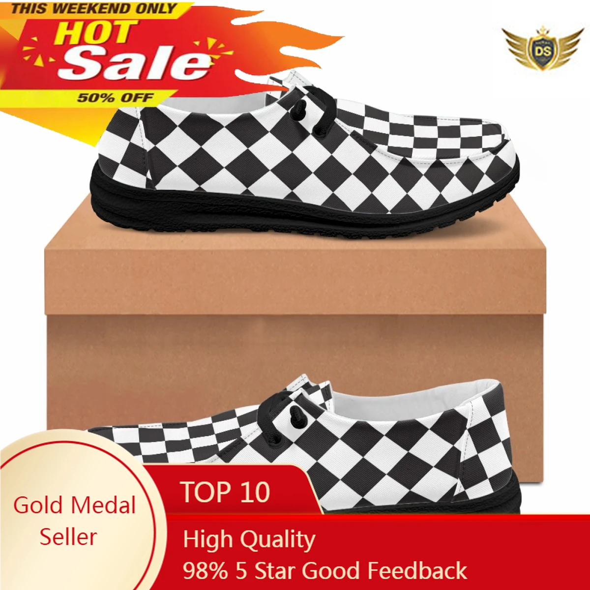 Uomo Dude Summer Canvas Shoes Checkerboard Grid Traspirante Leggero Driving Walk Sneakers Trend Casual Flat Shoes