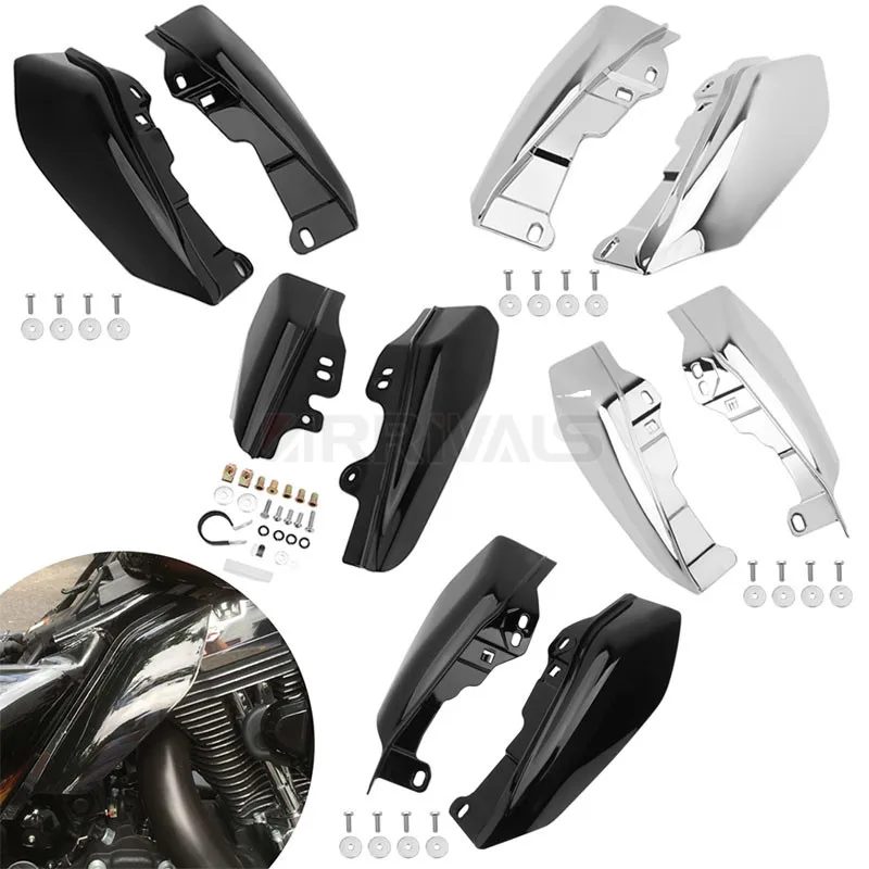Moto Chrome Black Mid-Frame Heat Shield Air Deflector Trim Per Harley Touring Street Electra Glide Road King 2001-Later