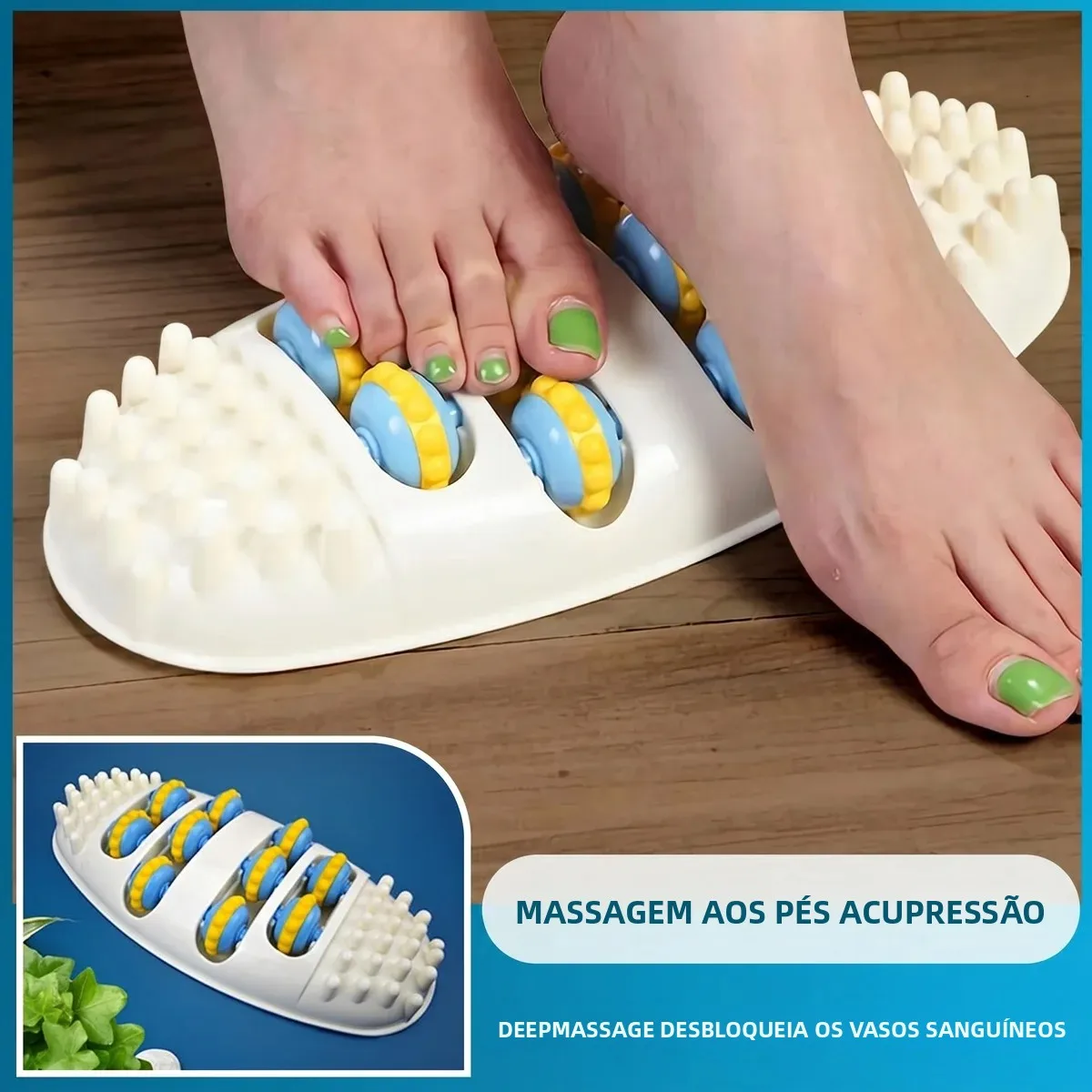 Massageador de Pés, Ferramenta de Reflexologia para Massagem Profunda e Terapia de Amassamento, Massageador Relaxante para Pés