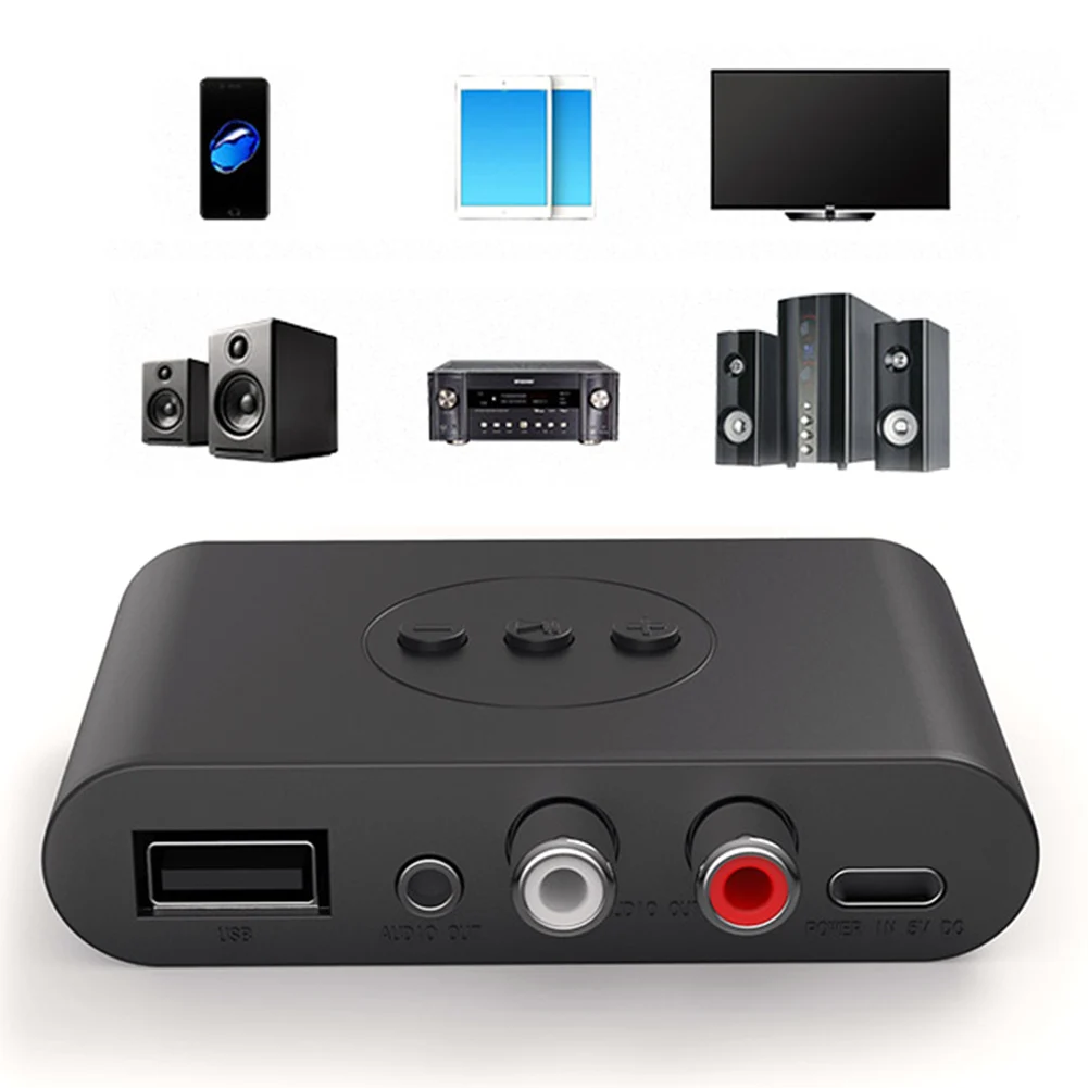 USB 스테레오 음악 무선 어댑터 지원 USB 플래시 드라이브 재생 NFC 블루투스 호환5.2 자동차용 자동차 스피커 앰프