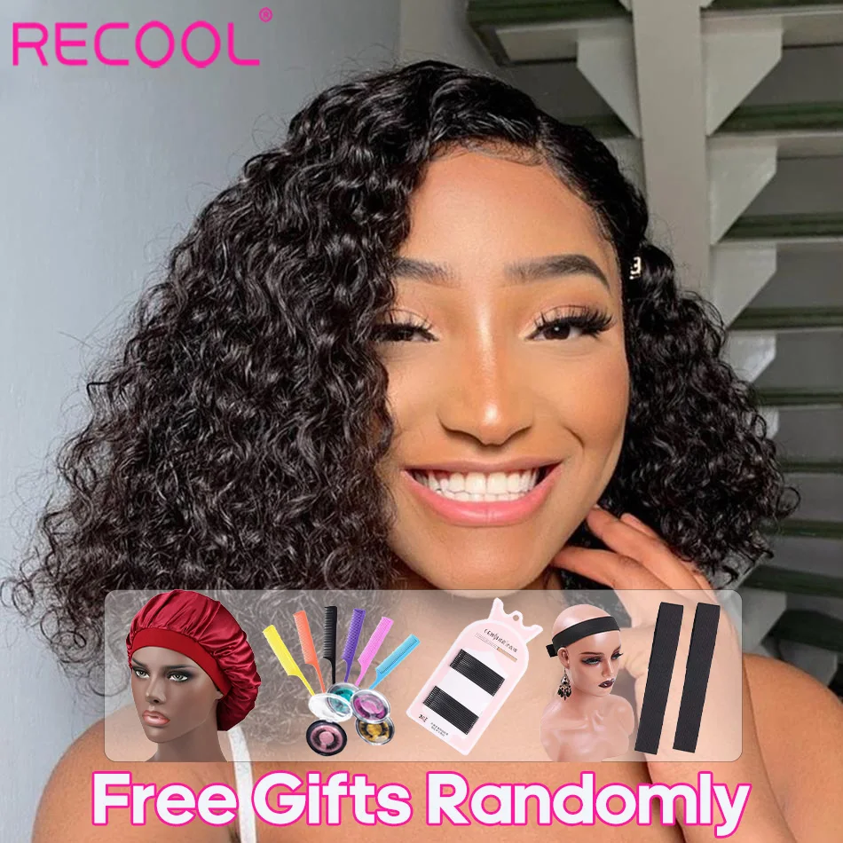 Recool Lace Front Human Hair Wig 13x4 HD Lace Frontal Wig For Women Human Hair Pre Plucked Ready To Go Water Wave Bob