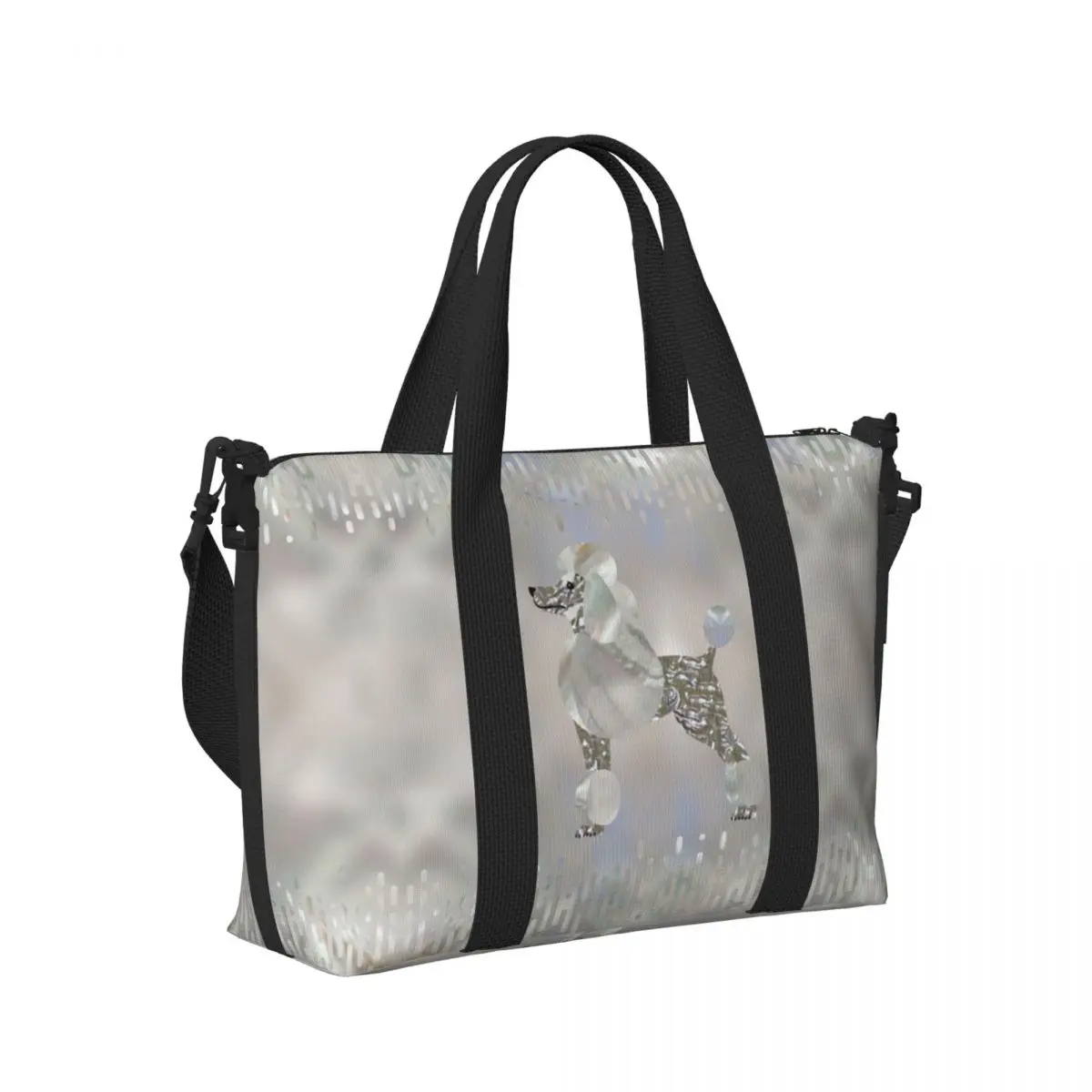Luxury Pearl And Abalone Poodle Dog Grocery Tote Shopping Bag Women Big Capacity Pudel Caniche Beach Gym Travel Bags