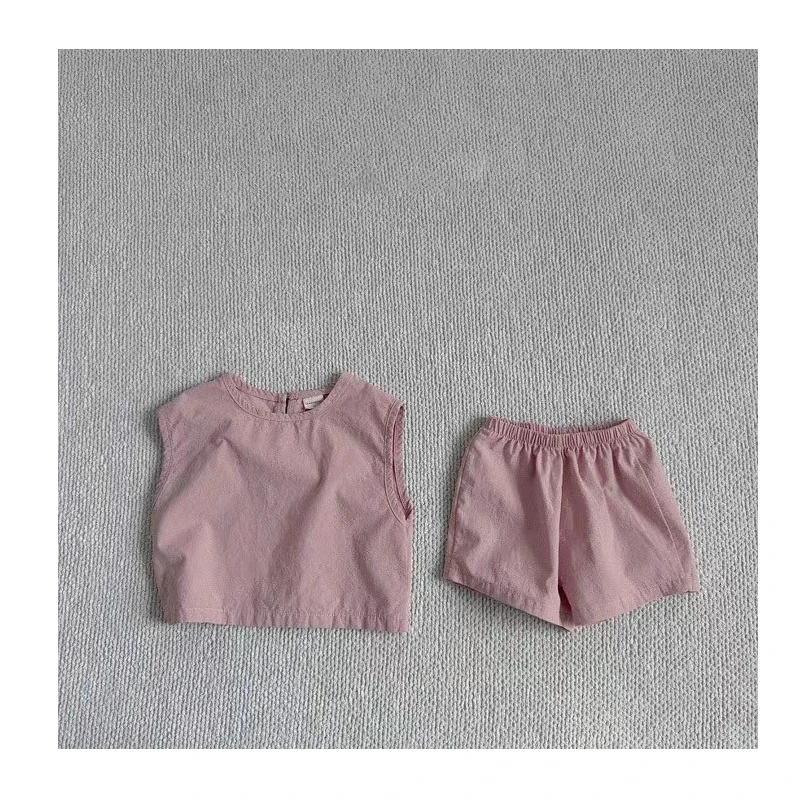 TZ2668 유니섹스 여름용 시원한 느낌의 조끼 반바지 세트 (남아 여아용)