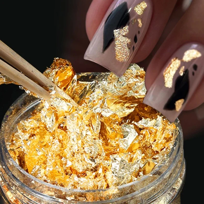 1Box Nail High Gloss Gold Foil Sequins Debris Nail Shining Mirror Flour Hyper Flash Sequin Art Decoration DIY