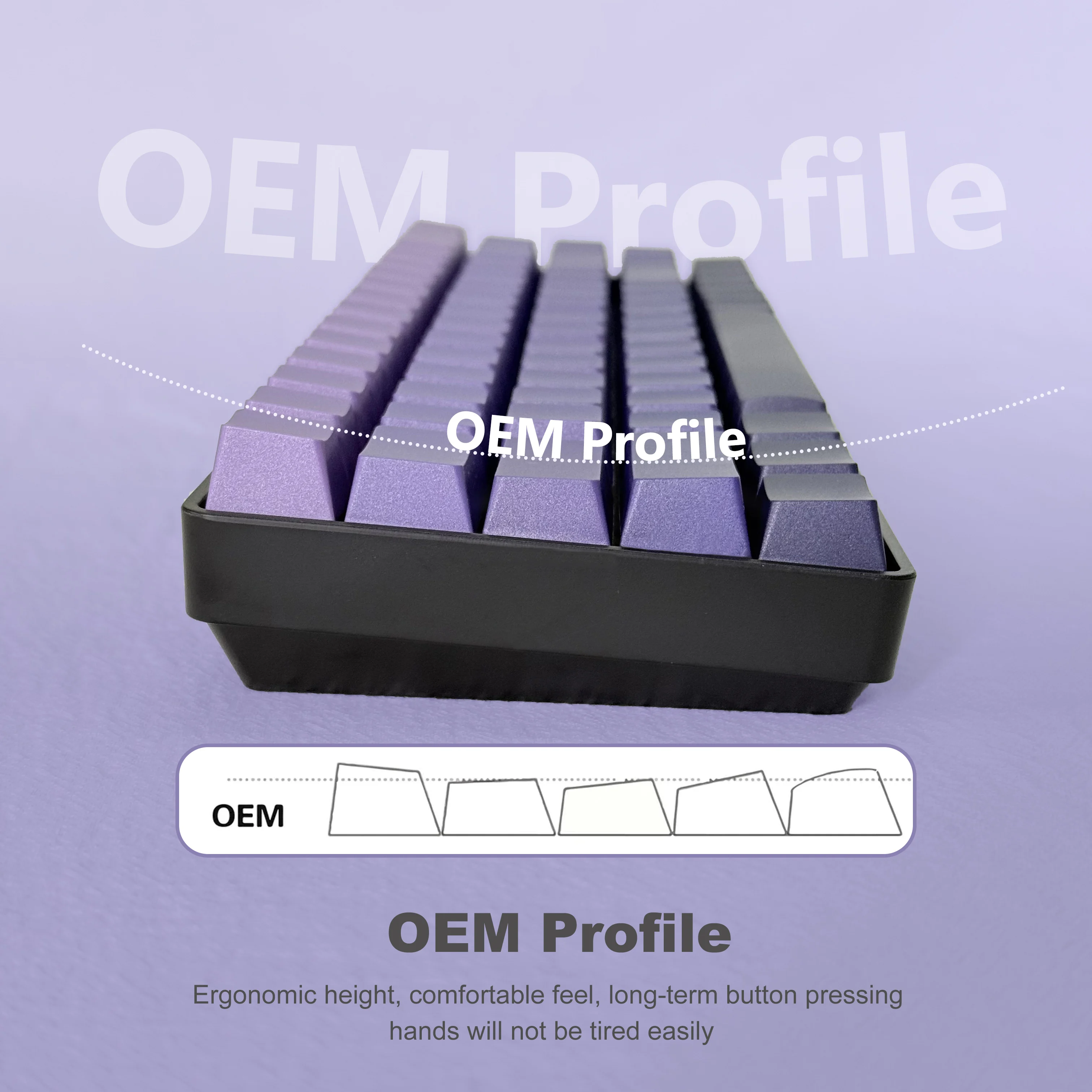 Purple Gradient Keycap Set - OEM Profile, Red-Pink-Blue Shade with Side and Top Print