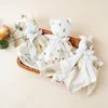 Cotton Gauze Baby Comforter Blanket Cartoon Rabbit Baby Sleeping Doll Solid Color Security Blanket for Infant Kids 1