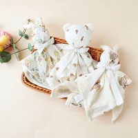 Cotton Gauze Baby Comforter Blanket Cartoon Rabbit Baby Sleeping Doll Solid Color Security Blanket for Infant Kids 1