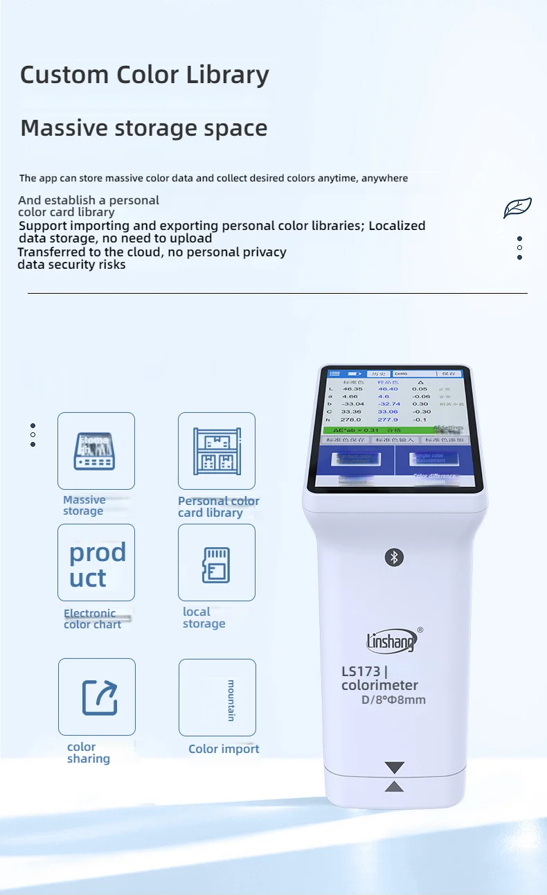 LS172 Colorimeter Fabric Color Meter Colorimeters Touch Screen Easy to Use Mobil