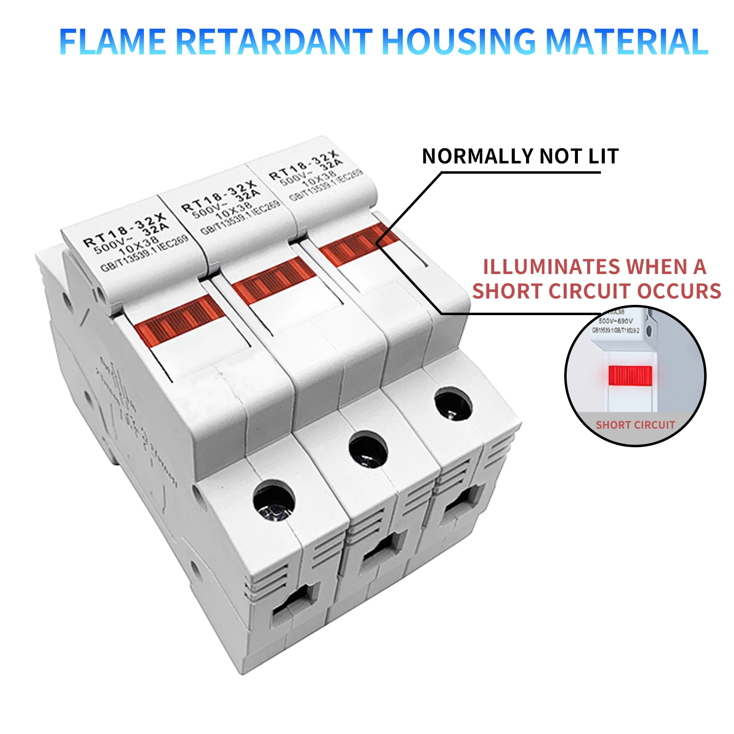 RT18-32X 1/2/3/4P 2/3/4/5/6/8/10/16/20/25/32/40/50/63A Din Rail mounting Fuse Holder Base Pole for 10x38mm AC690V 500V fuse holder fuse adapter holder
