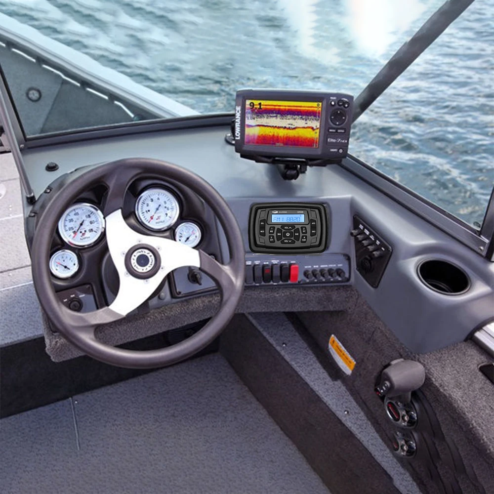 GUZARE MARINE Boat Radio Stereo Waterproof Bluetooth FM Receiver for UTV ATV RV Golf Cart Polaris Ranger Jet Ski