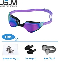 Professional Anti-Fog Swimming Goggles with HD Wide-Angle Lens and Adjustable Silicone Straps (Purple)