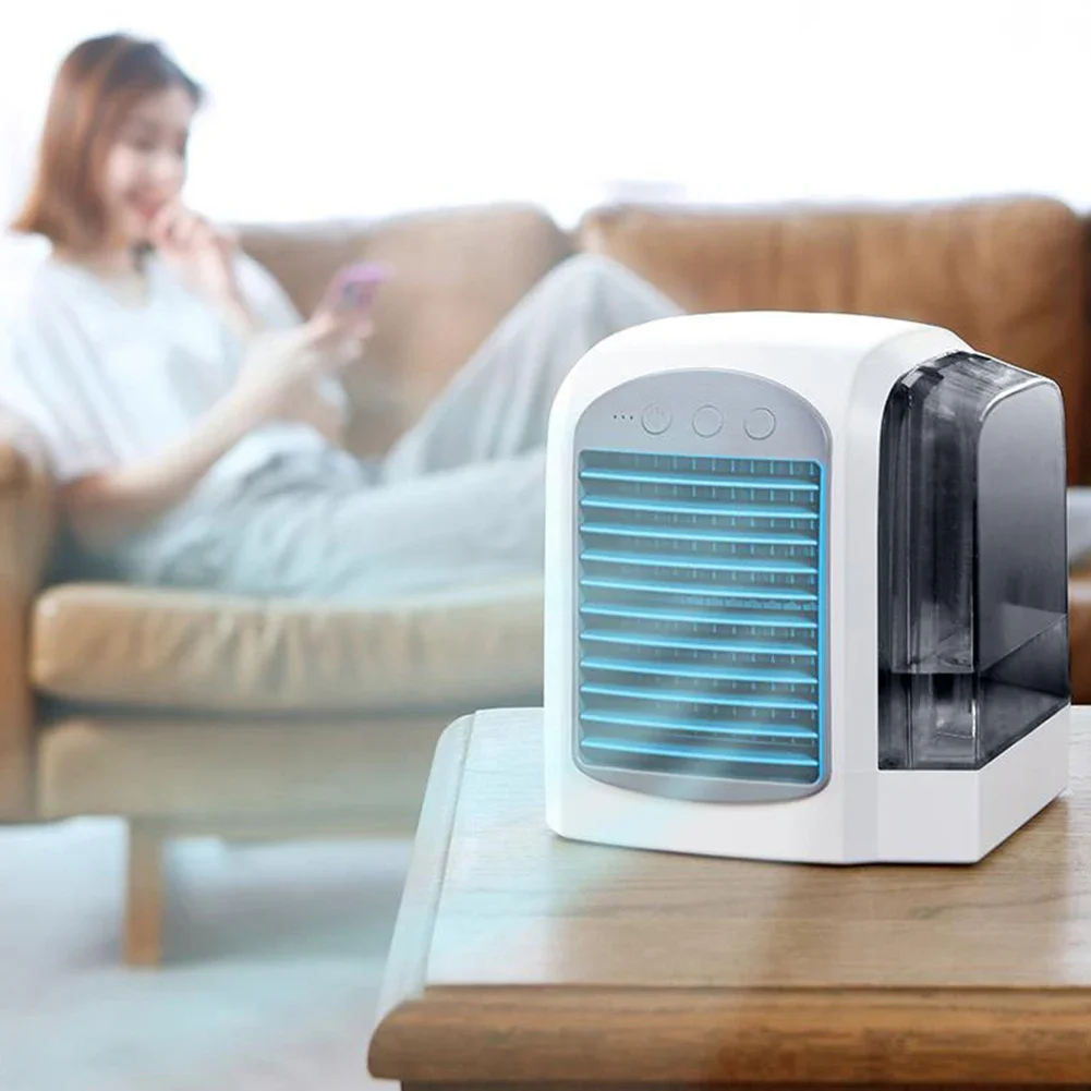 Summer New Water-Cooled Fan Personal Mini Air Cooler Humidifier Portable Air Chiller 3 Gear 380ml Tank for Bedroom Living Room