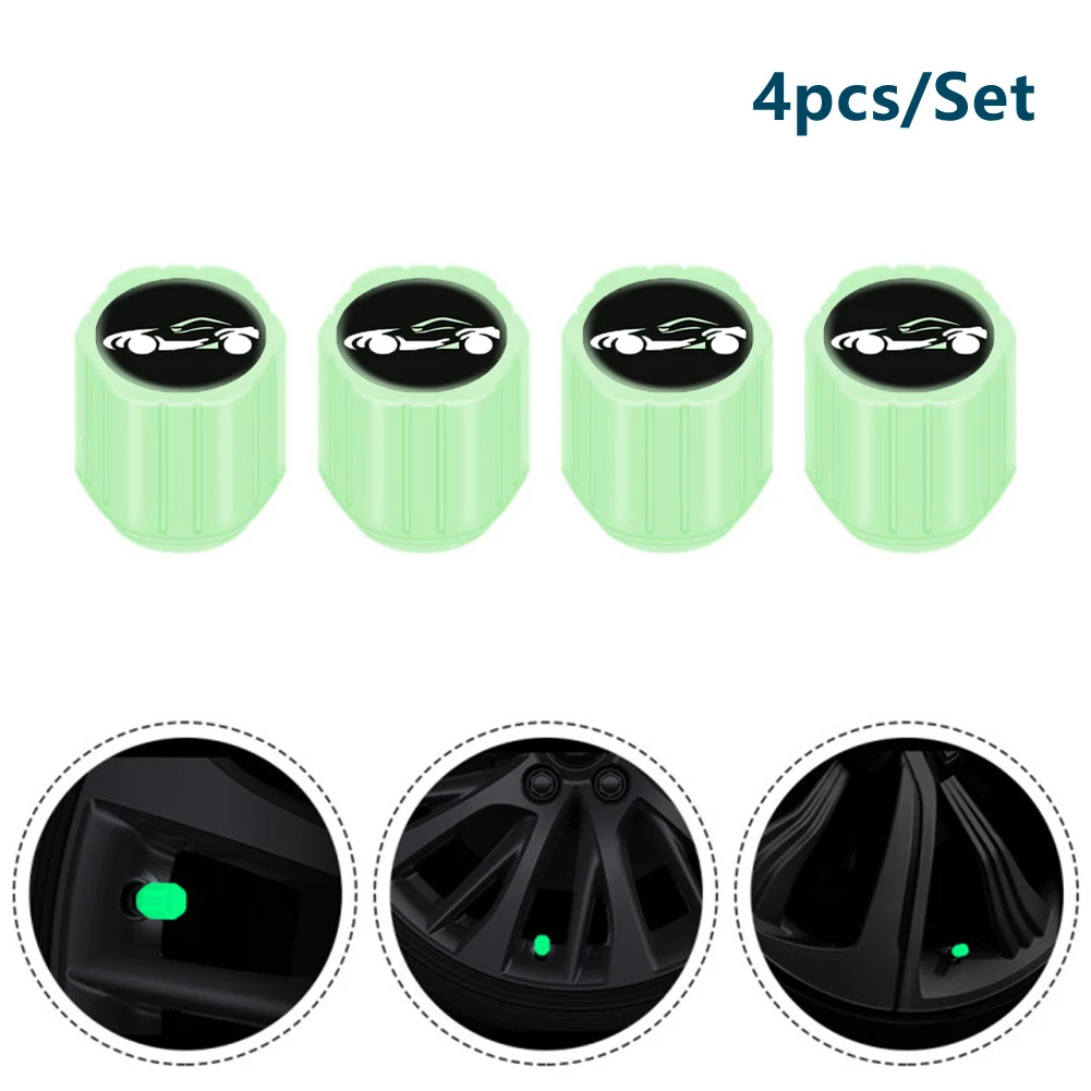 4X Fluorescent Car Tire Valve Cap Luminous Tire Valve Stem Cap