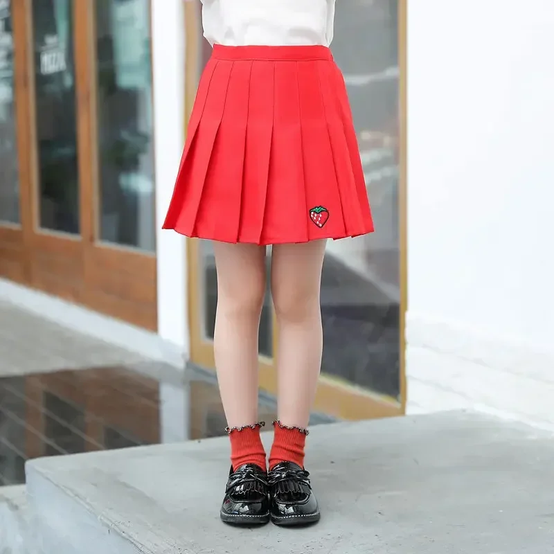 Girl Pleated Skirts School Children Clothing 2 4 6 8 10 12 13 14 Years Baby Girl Skirt with Shorts Pink Student Kids Tutu Skirt