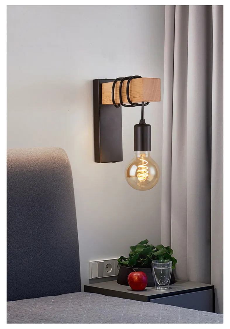 wall sconces for living room Modern Minimalist Indoor Wall Light Wood Wall Lamp E27 Lamp Home Sconce Lights Lighting Outdoor Decor Stair Light wall lamps for living room