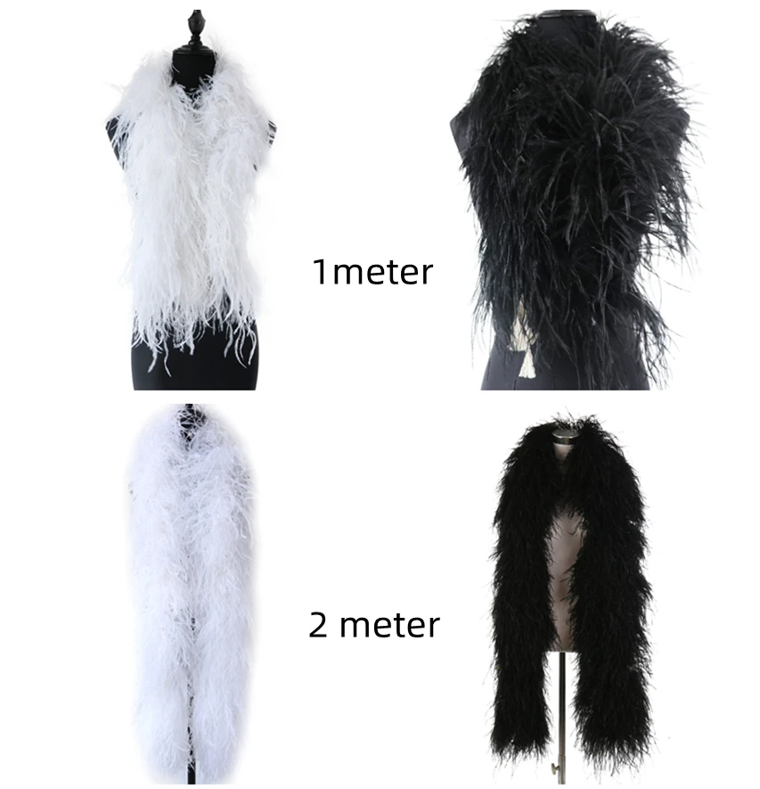 Boa en Plumes Noires et Blanches pour Artisanat, Jupe de Mariage