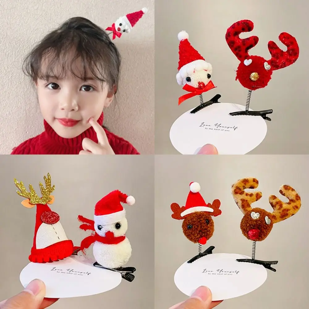 

Christmas Hat Hair Clips For Women Girls Children's Barrettes Xmas Elk Antler Hairclip Red Kids Hairpins Hair Accessories