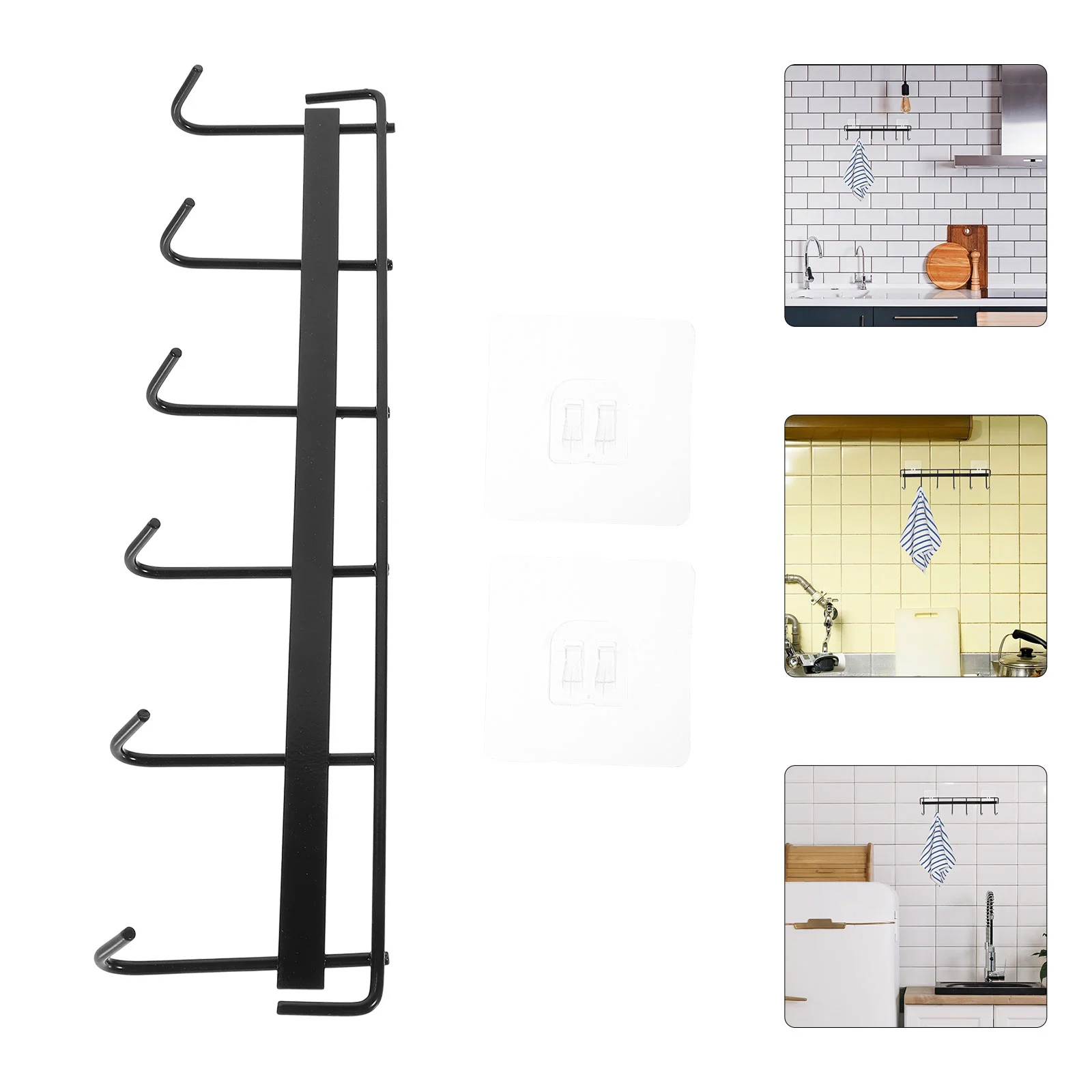

Hook Storage Rack Kitchen Rail Organizer Utensil Hanging Shelf Wall Mounted Coat Hanger