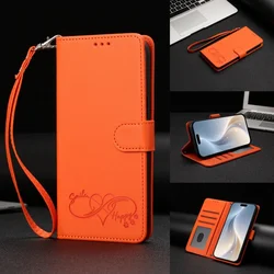 Luxur Leather Flip Case Wallet Stand Phone Cover - Premium Quality and Elegant Design for iPhone 15 Pro Max (Orange)