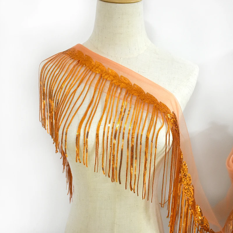 10Yards Colorful Sequin Tassel Lace Trim Fringe 20CM Wide Handmde DIY Garment Latin Dance Dress Wedding Stage Sewing Accessories
