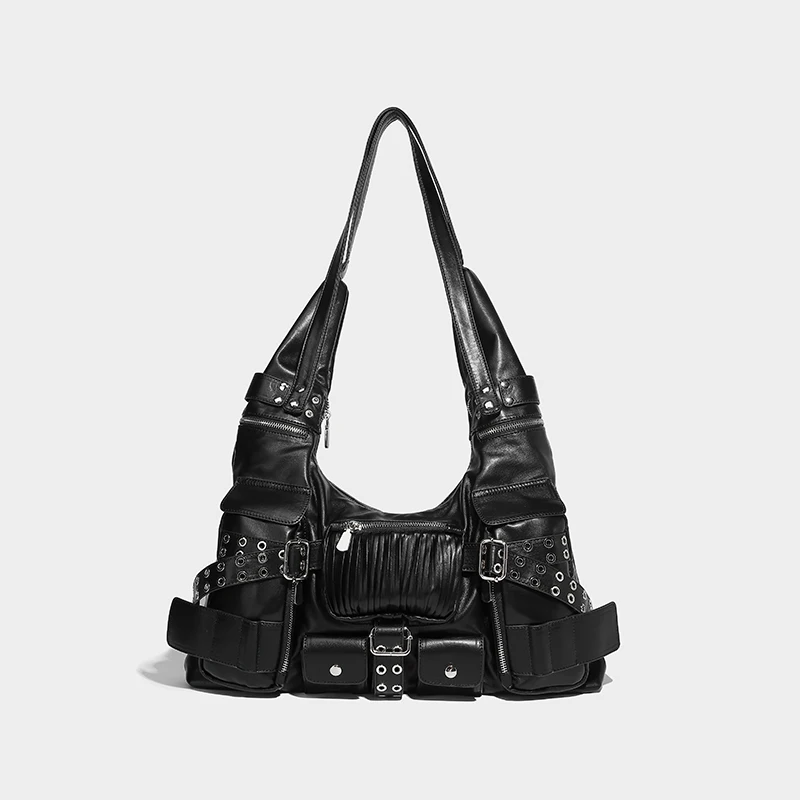 

Niche Designer Luxury Retro Punk Style Motorcycle Bag Exquisite And Versatile Armpit Bag High-end Casual And Simple Shoulder Bag