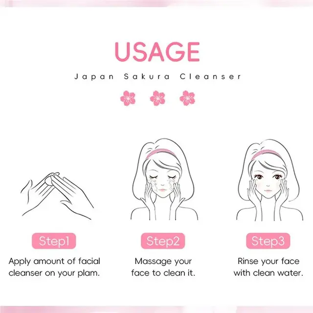 Sakura Cleanser Foam Cleanser Face Deep Clean Mousse Remove Blackhead Pores Reduces Dark Spot Facial Skin Cleanser Oil Control 5